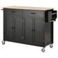 HOMLUX 54" Kitchen Island Cart with Solid Wood Top and Locking Wheels in Black, , large