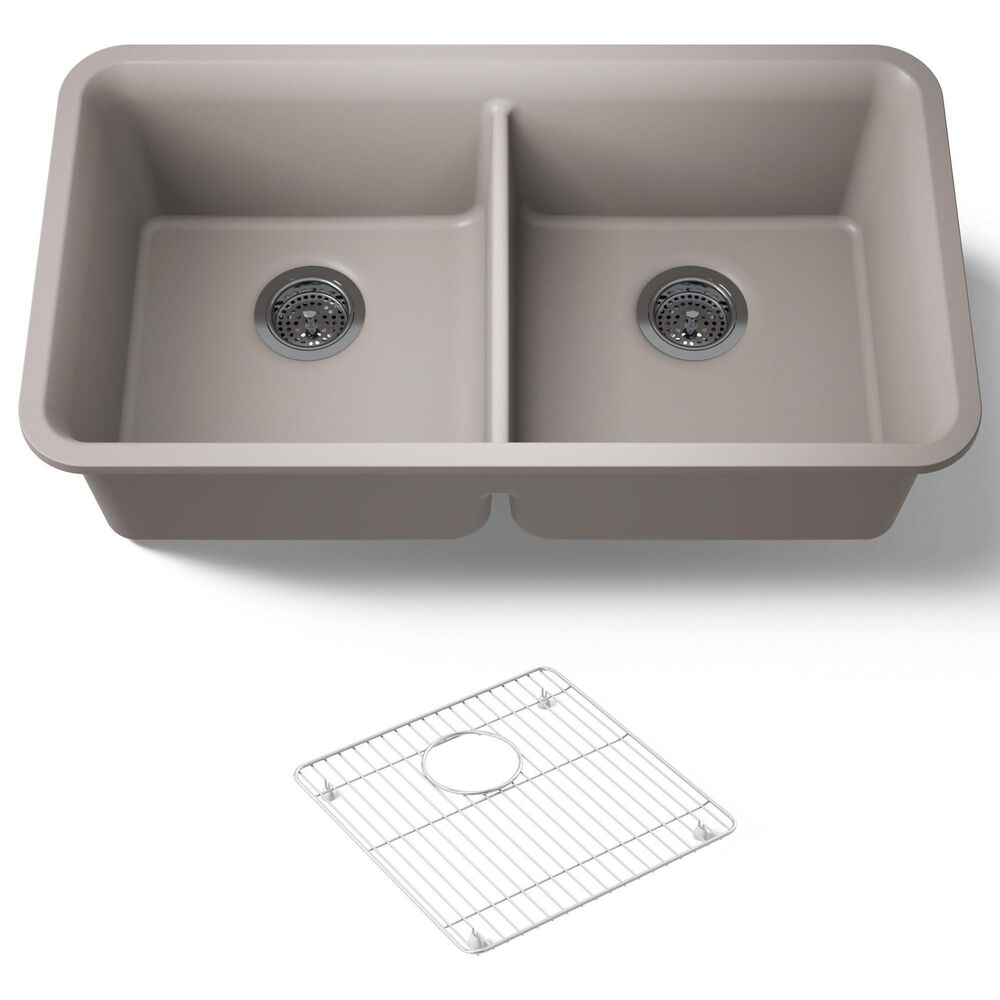 Kohler Cairn Undermount Double-Bowl Kitchen Sink in Matte Taupe, , large