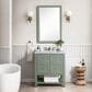 James Martin Vanities Breckenridge 30" Single Bathroom Vanity in Smokey Celadon with 3 cm Carrara White Marble Top and Rectangular Sink, , large