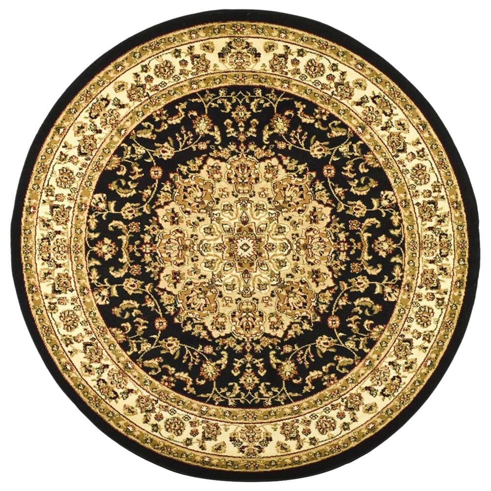 Safavieh Lyndhurst LNH222 5"3" Round Black and Ivory Area Rug, , large