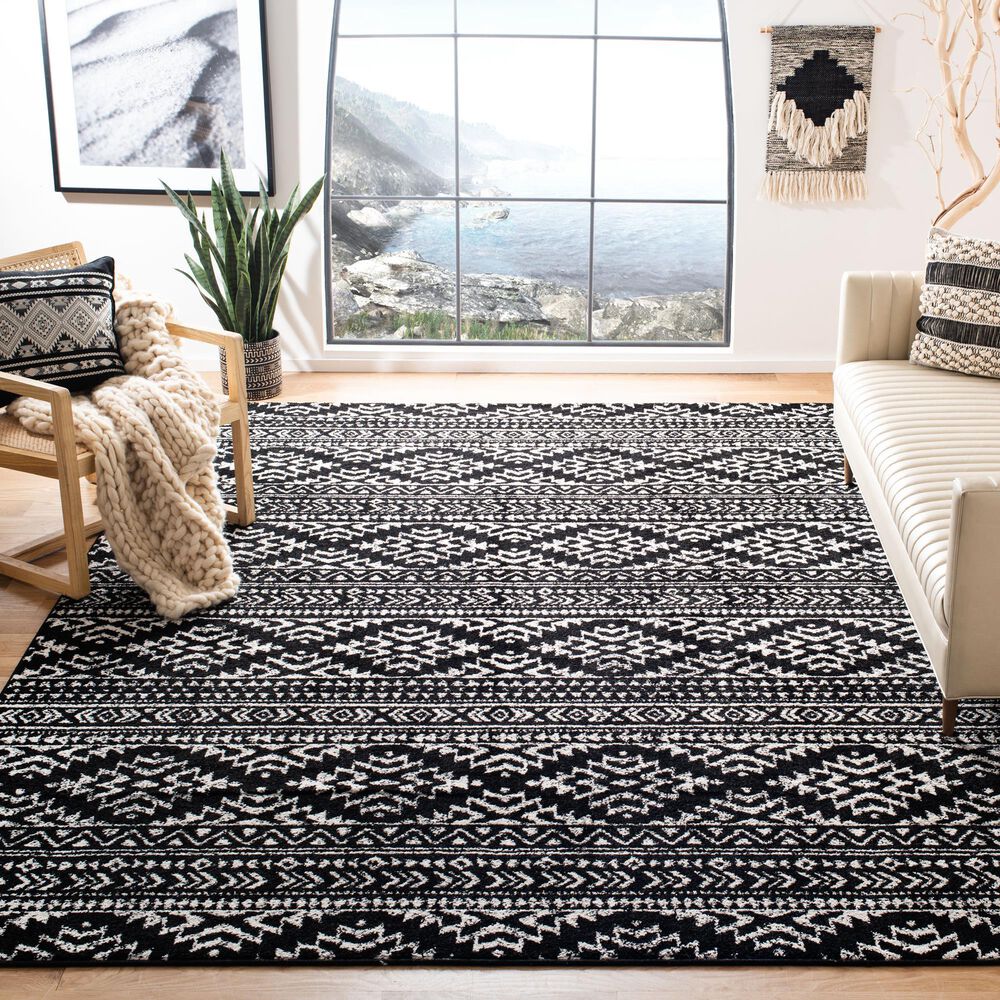 Safavieh Tulum  6&#39; x 9&#39; Black and Ivory Area Rug, , large