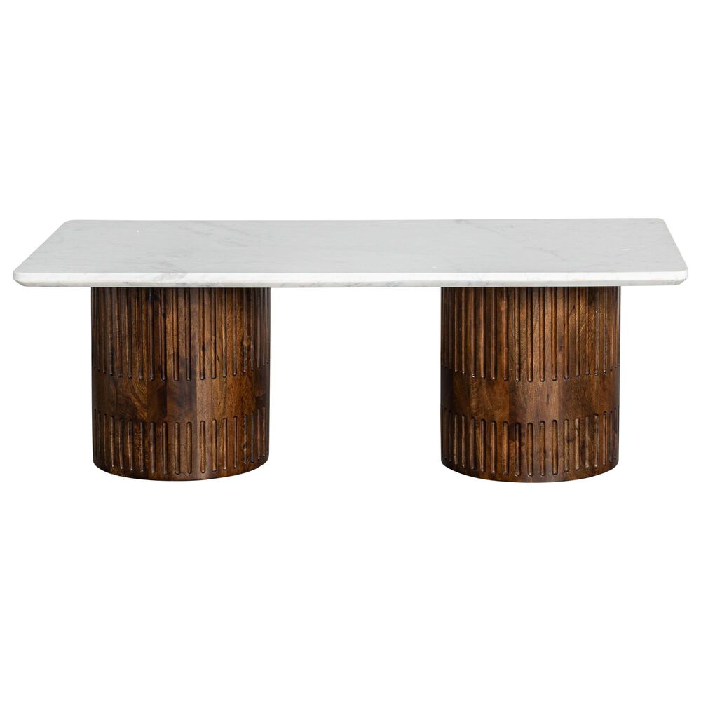 37B Mango Wood Marble Coffee Table in Brown, , large