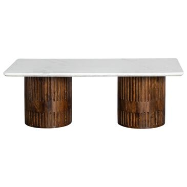 37B Mango Wood Marble Coffee Table in Brown, , large