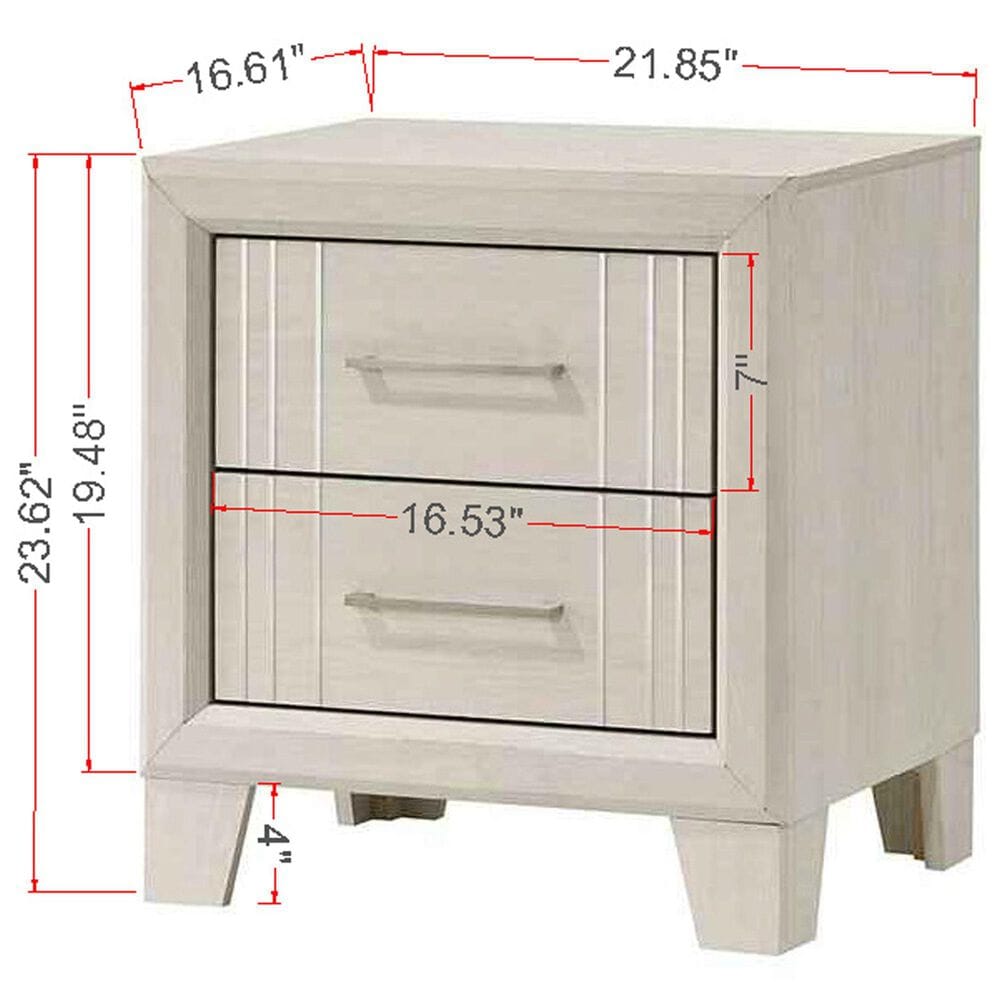 Crown Mark Charlie 4-Piece King Panel Bedroom Set in White, , large