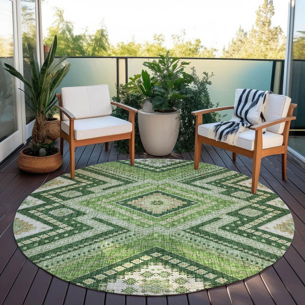 Dalyn Rug Company Portico PO5 Green 8&#39; Round Area Rug, , large