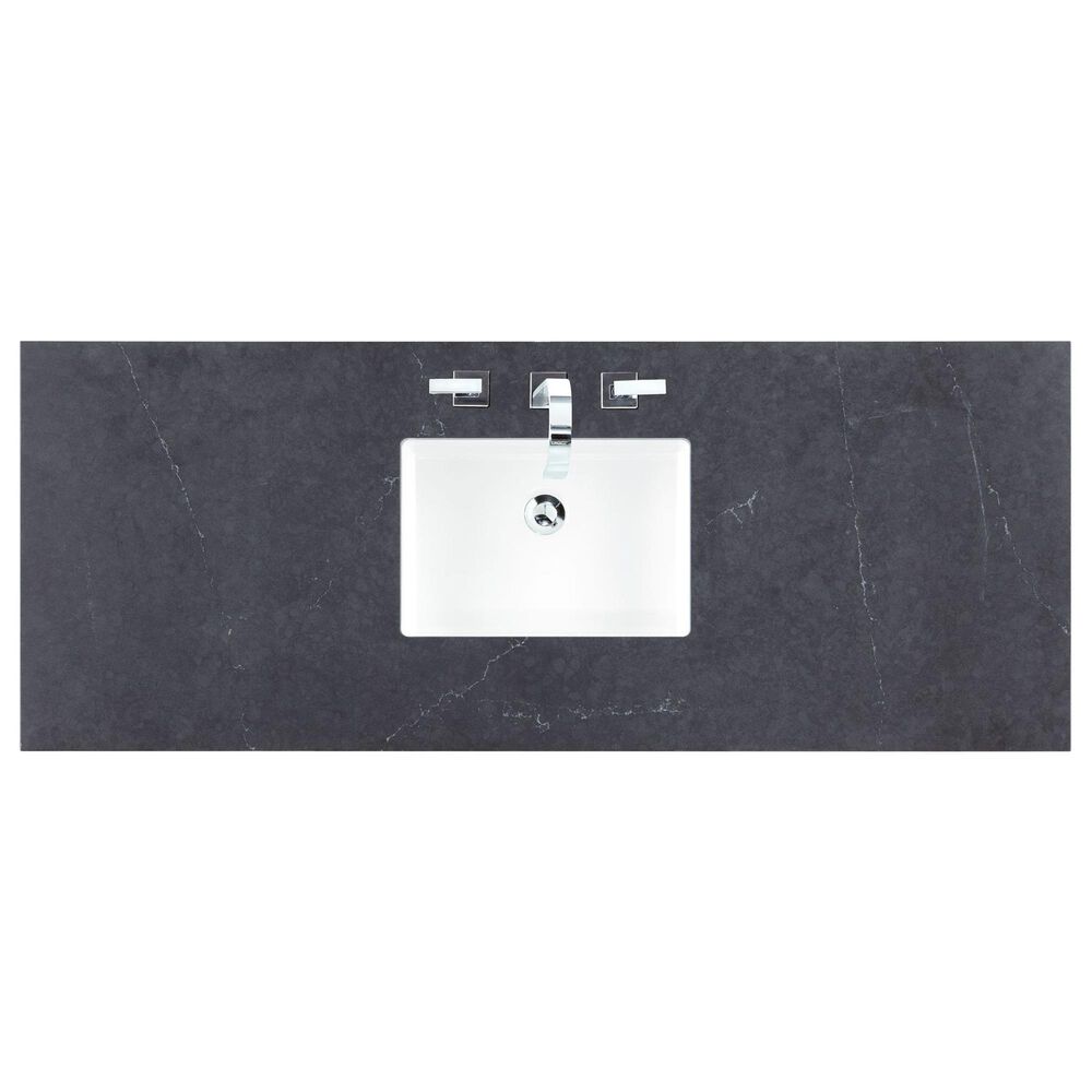 James Martin Malibu 60&quot; Single Bathroom Vanity in Amber Birch with 3 cm Charcoal Soapstone Quartz Top and Rectangular Sink, , large
