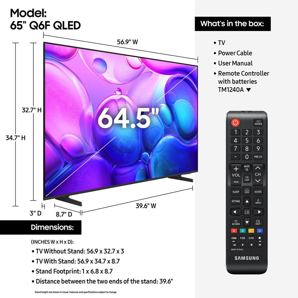 Samsung 65&quot; Class Q6F QLED 4K HDR in Titan Gray - Smart TV, , large