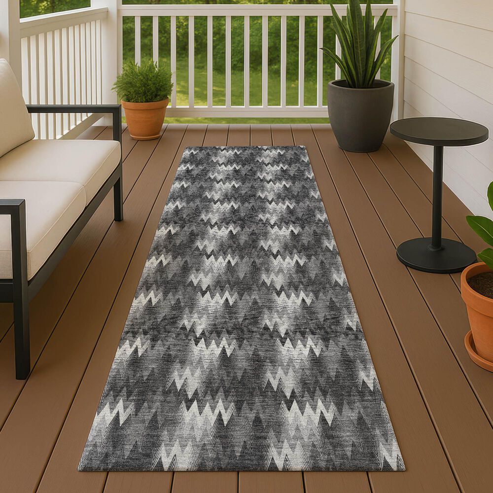 Dalyn Rug Company Soft Essentials Chevron Black 2'3" x 7'6" Runner, , large