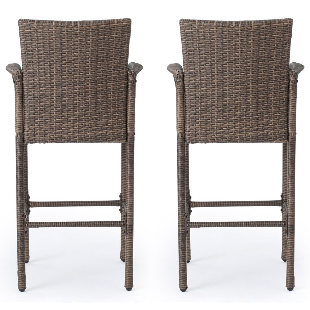 Hearth and Haven Littleton Outdoor Bar Stool in Brown and Mocha &#40;Set of 2&#41;, , large