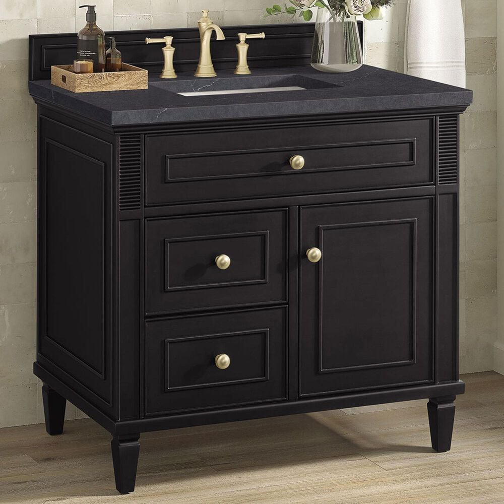 James Martin Vanities Lorelai 36&quot; Single Vanity in Black Onyx with 3 cm Charcoal Soapstone Quartz Top, , large
