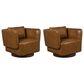 Kuka Home Leather Swivel Chair in Saddle (Set of 2), , large