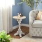 Maple and Jade Intricately Carved Scroll Accent End Table in Distressed Gray and Dark Brown, , large