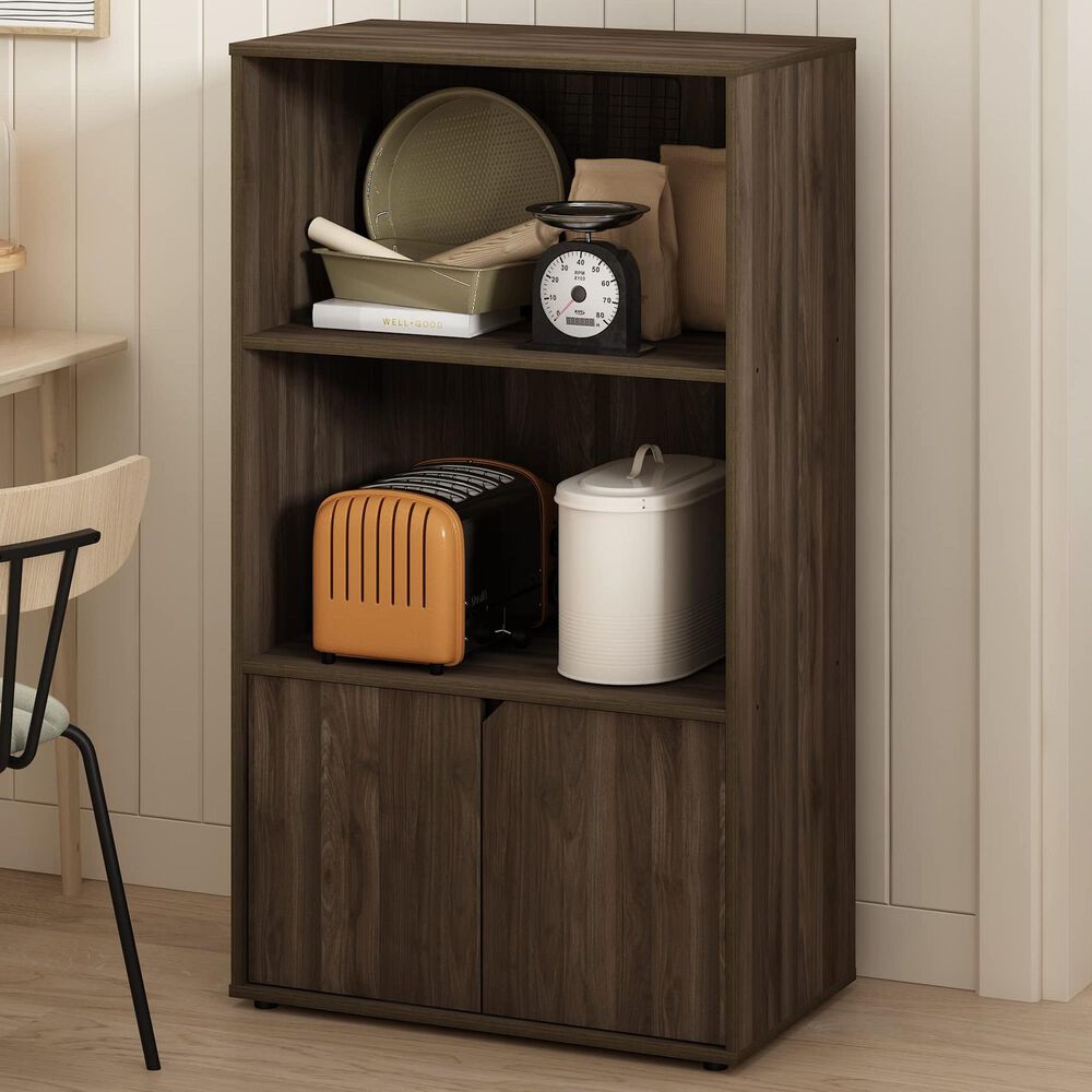 HOMLUX Kitchen Storage Shelf with Cabinet in Columbia Walnut, , large