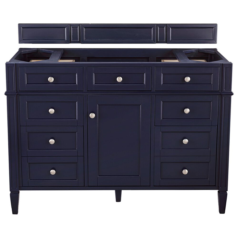 James Martin Vanities Brittany 48&quot; Single Bathroom Vanity in Victory Blue with 3 cm Victorian Silver Quartz Top and Rectangular Sink, , large