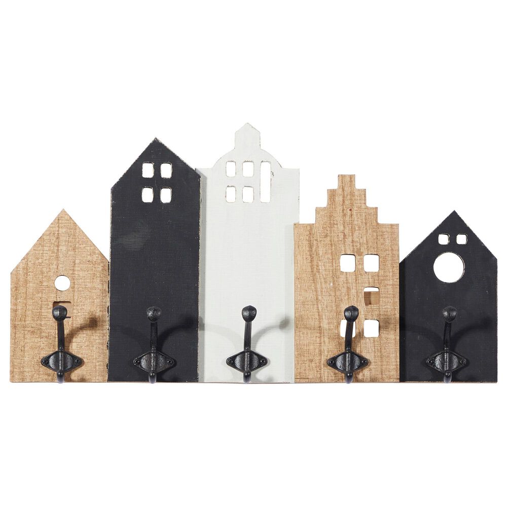 Maple and Jade 22&quot; x 12&quot; Wall Hook in Natural Brown, Distressed Black and Gray, , large