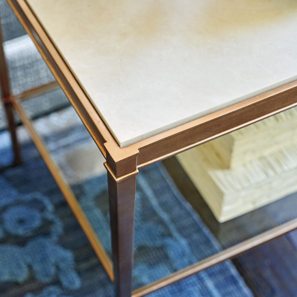 Lexington Home Brands Bulgari Rectangle End Table in Beige and Rose Gold, , large