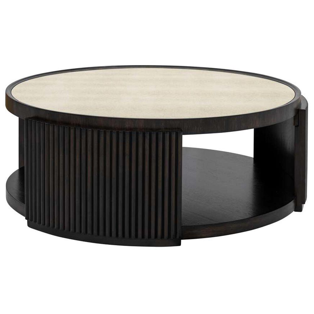 Bassett Mirror Company Rivera Coffee Table in Charcoal Oak and Gold Tinted, , large