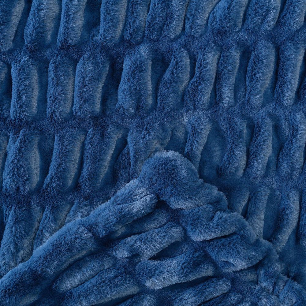 50&quot; x 65&quot; Ruched Faux Fur Throw Blanket in Blue, , large