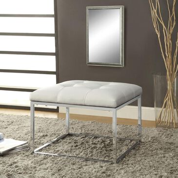 Pacific Landing Ottoman with Chrome Leg in White, , large