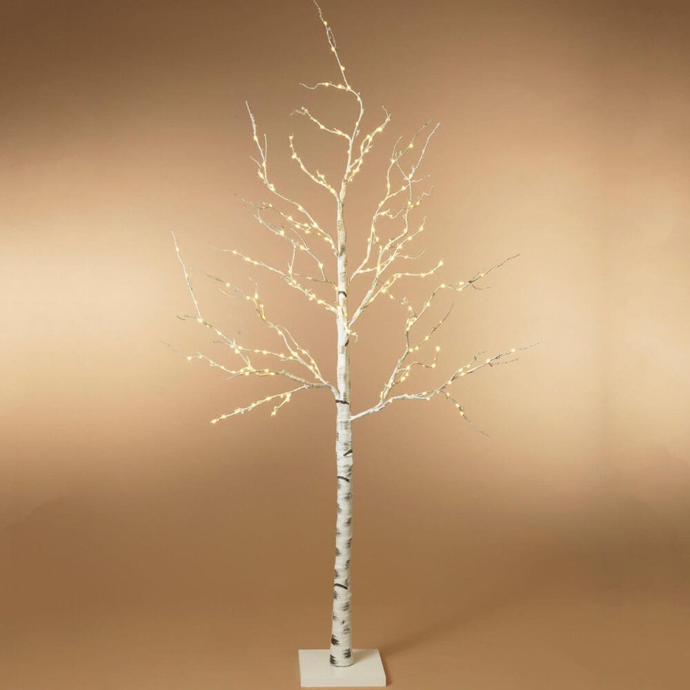 The Gerson Company 82.67" Birch Tree with 250 LED Lights in White, , large