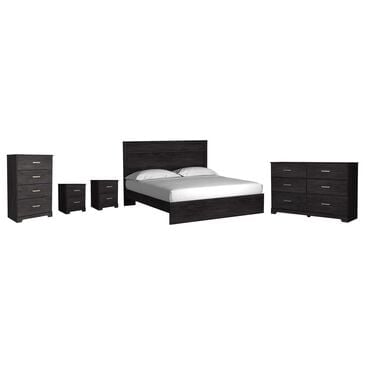 Ashley Belachime King Panel Bed with Dresser Chest and 2 Nightstands in Dark Charcoal, , large