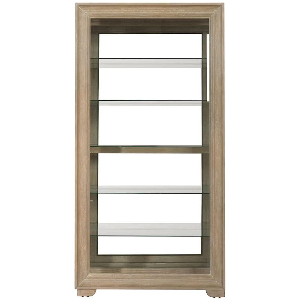Chapel Hill Modern 5-Shelf Sliding Door Curio with LED in Light Brown, , large