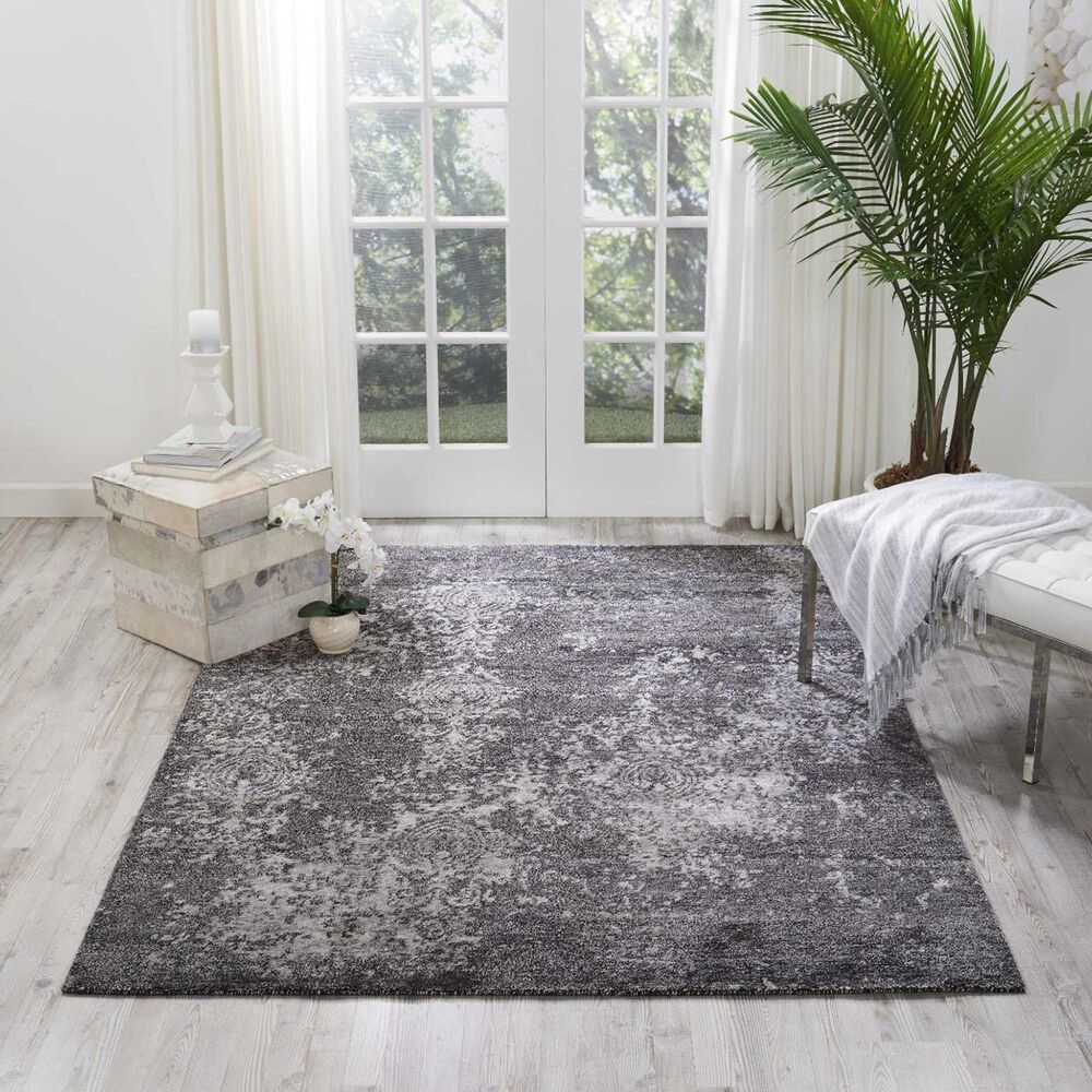 Nourison Silk Shadows 5&#39;6&quot; x 7&#39;5&quot; Graphite Area Rug, , large