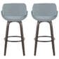 LumiSource Fabrico 30" Swivel Fixed-Height Bar Stool with Blue Noise Fabric Upholstery in Black and Glazed Walnut (Set of 2), , large