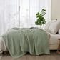 Trade Linker Full/Queen Waffle Weave Knit Throw Blanket in Sage, , large