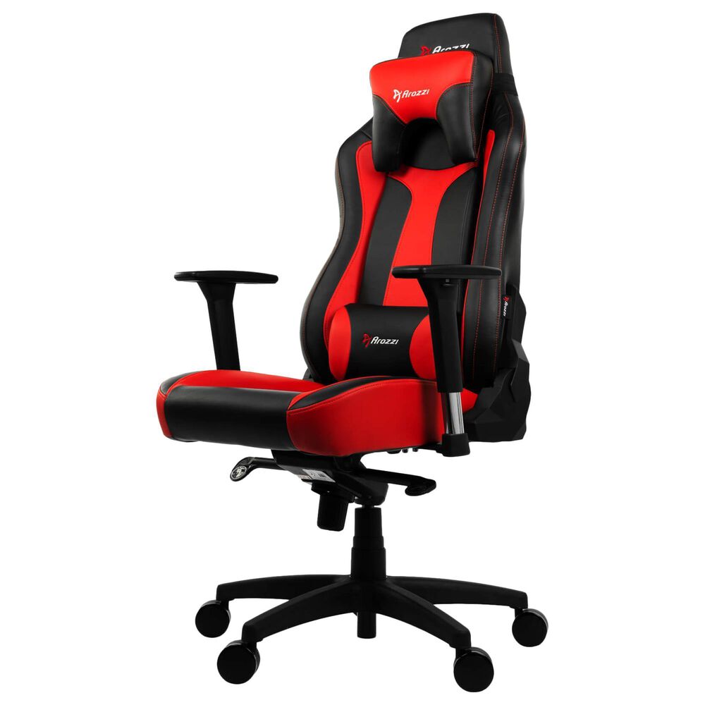 Arozzi Vernazza Premium PU Leather Ergonomic Computer Gaming/Office Chair with High Backrest, Recliner, Swivel, Tilt, Rocker, Adjustable Height and Adjustable Lumbar and Neck Support - Black - Red Accents, , large
