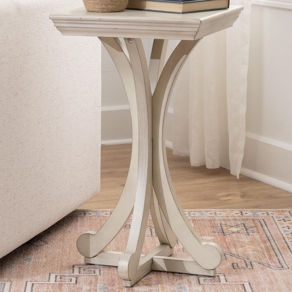 Linden Boulevard Dylan Sculptural Pedestal End Table in White, , large