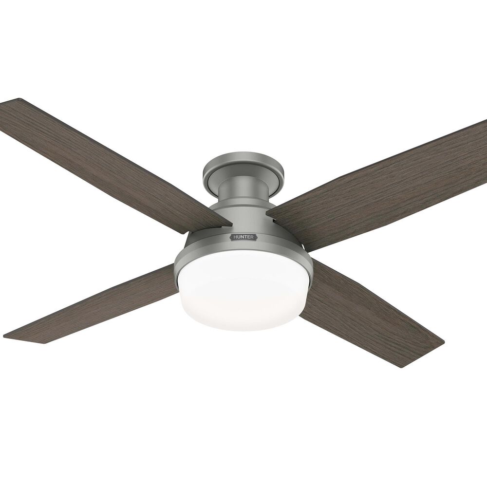 Hunter Dempsey Low Profile 52&quot; Ceiling Fan with Lights in Matte Silver, , large