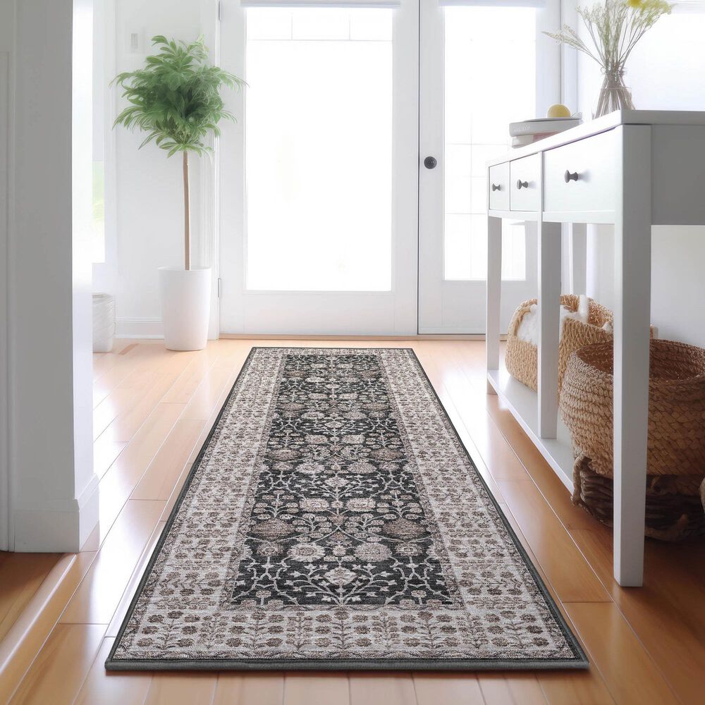 Dalyn Rug Company Hatay HY8 2&#39;3&quot; x 7&#39;6&quot; Black Runner, , large