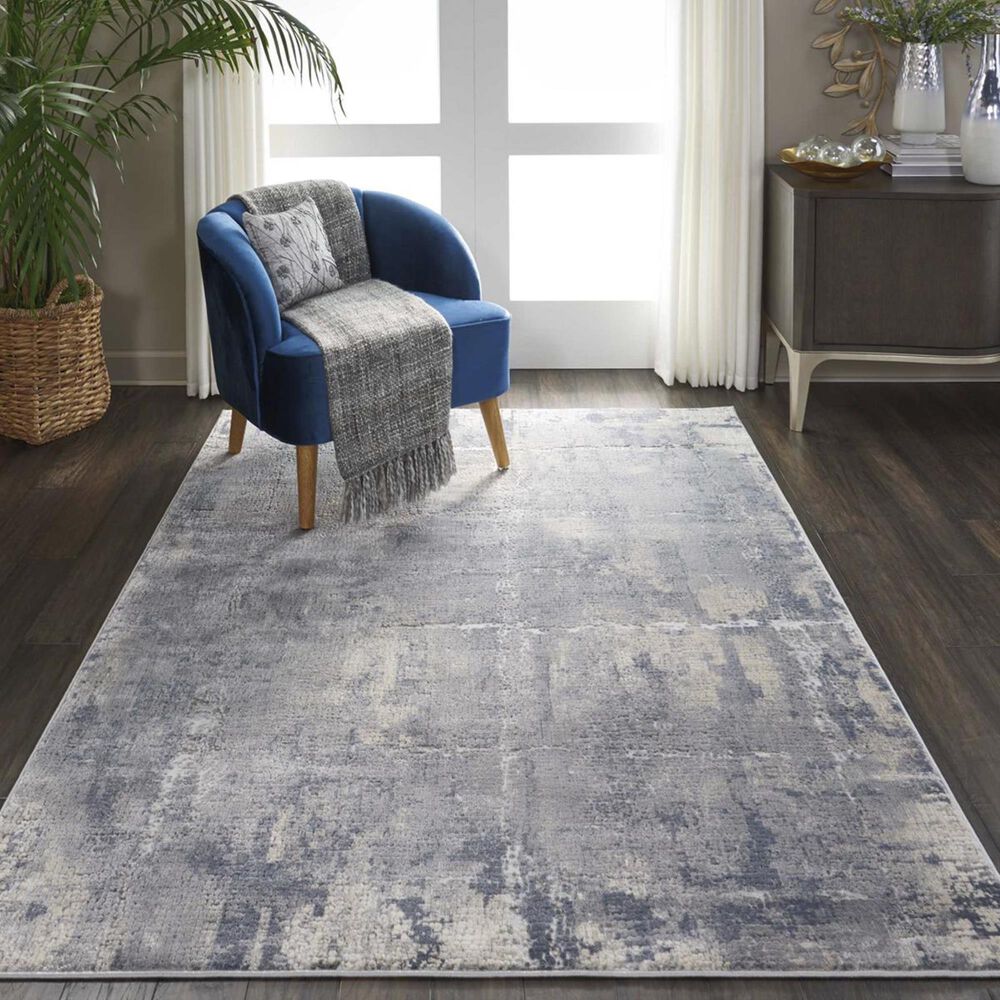 Nourison Rustic Textures RUS06 5"3" x 7"3" Grey and Beige Area Rug, , large