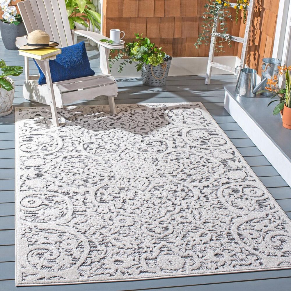 Safavieh Cabana CBN656A 3&#39; x 5&#39; Ivory and Grey Indoor/Outdoor Area Performance Rug, , large