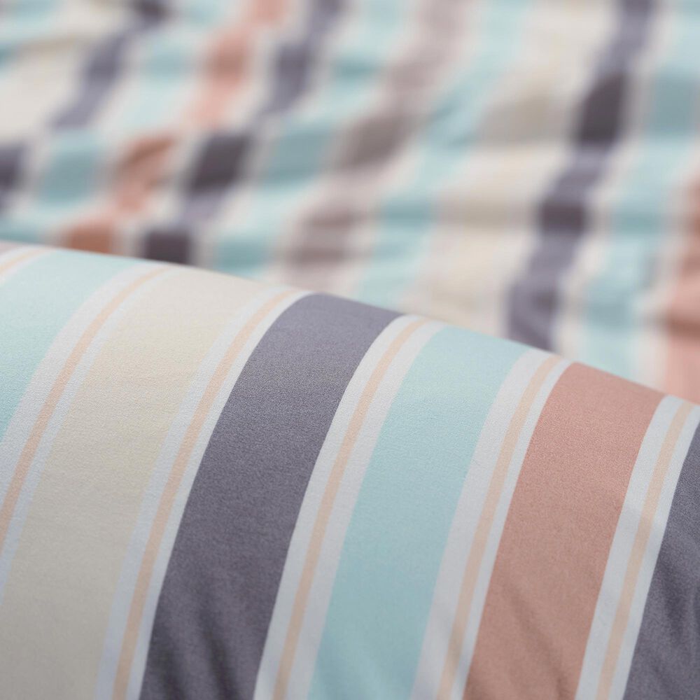 5-Piece Queen Duvet Set in Pastel Stripe Pink, , large