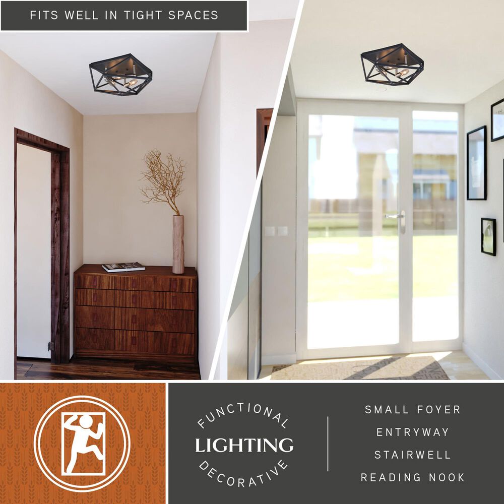 Vaxcel Hailey 3-Light Flush Mount in Black Graphite and Satin Nickel, , large