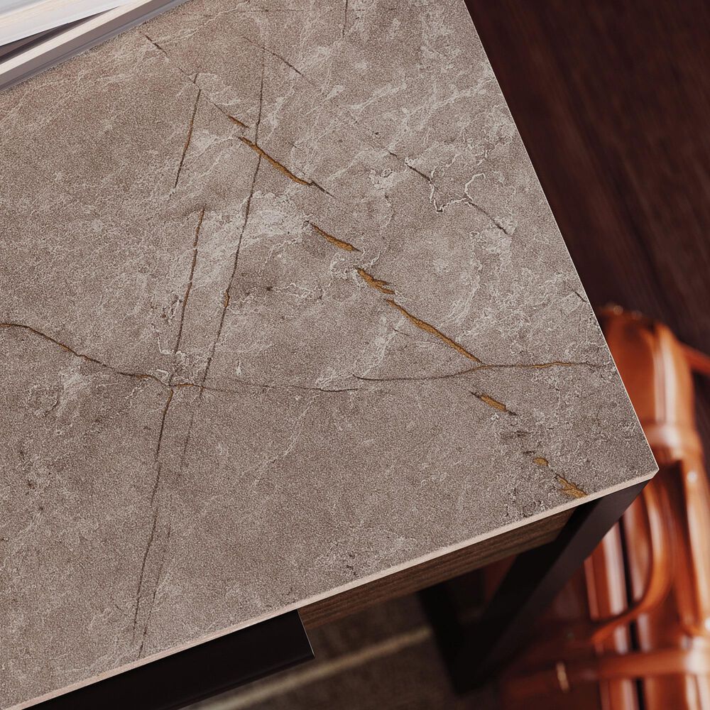 Hearth and Haven 2-Drawer L-Shaped Desk in Brown and Grey, , large