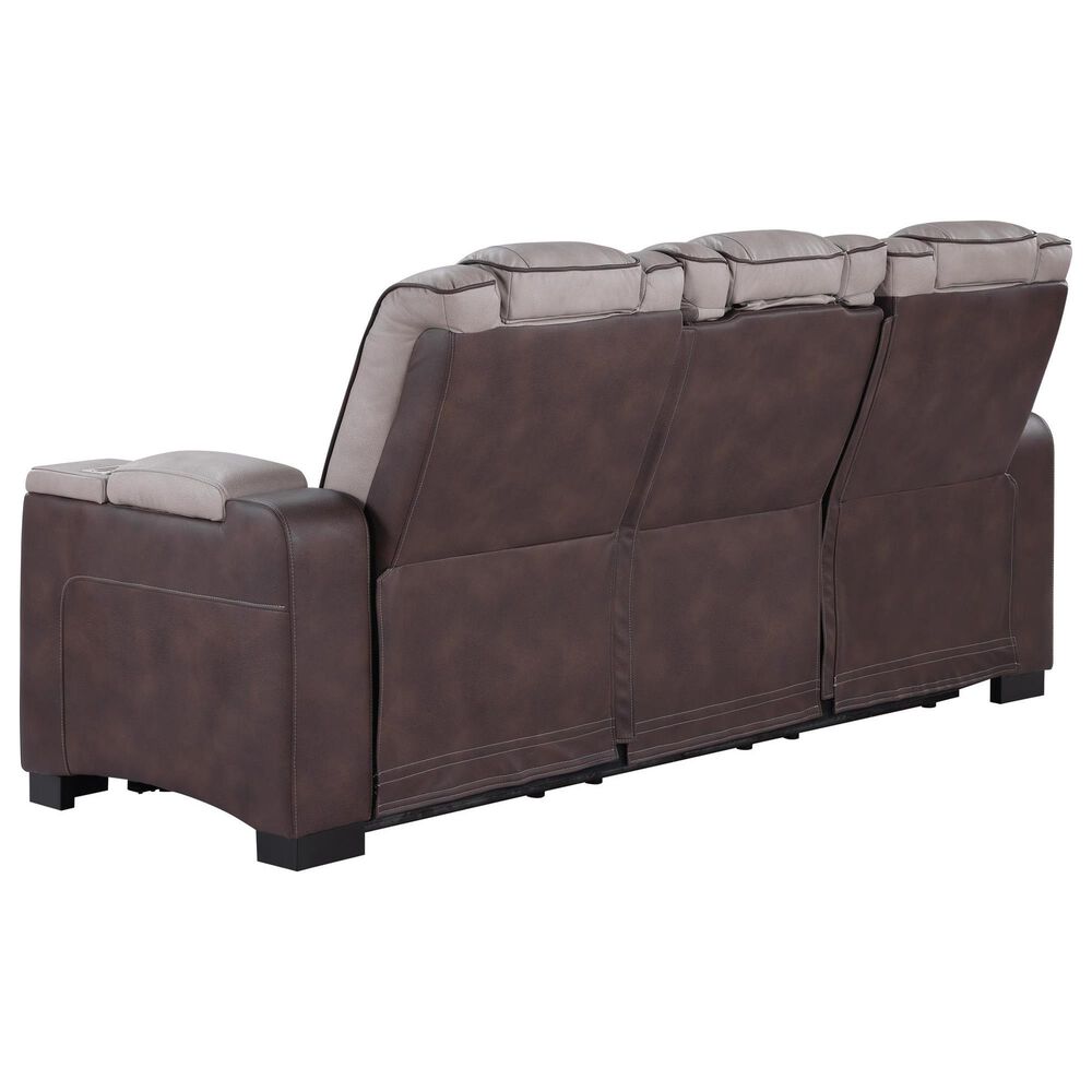 Titanic Furniture Power Reclining Sofa with Power Headrest in Brown, , large