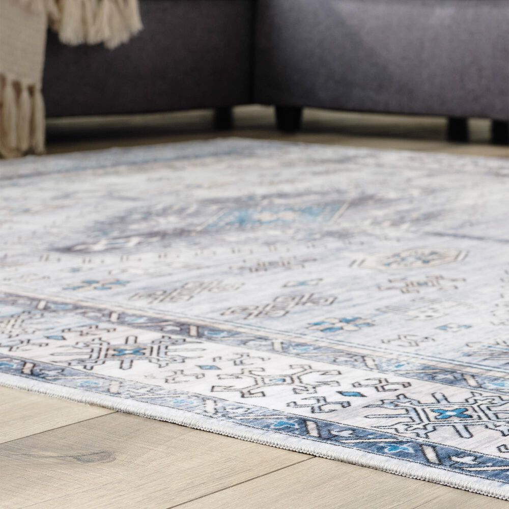 Ashley Hebruns 5&#39; x 7&#39; Cream, Blue and Beige Area Rug, , large