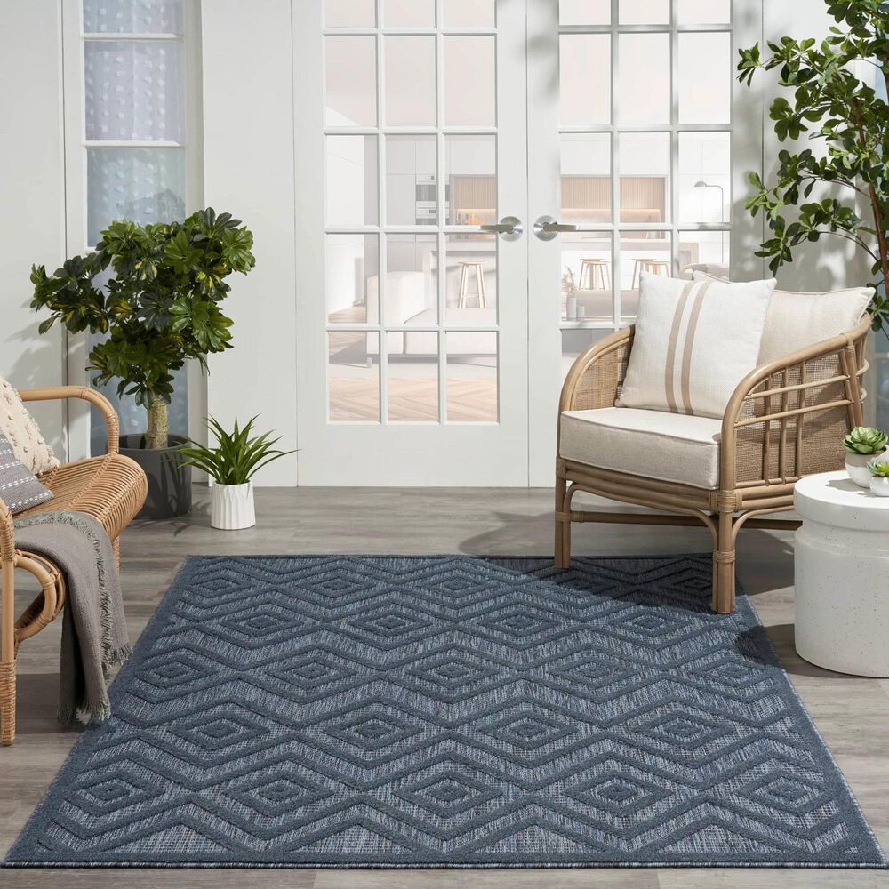 Nourison Versatile 6&#39; x 9&#39; Navy Blue Indoor/Outdoor Area Rug, , large