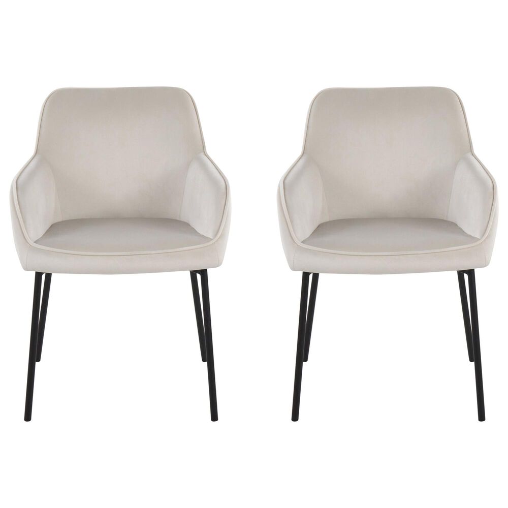 LumiSource Daniella Contemporary Dining Chair in Black Steel and Cream Velvet by LumiSource - Set of 2, , large