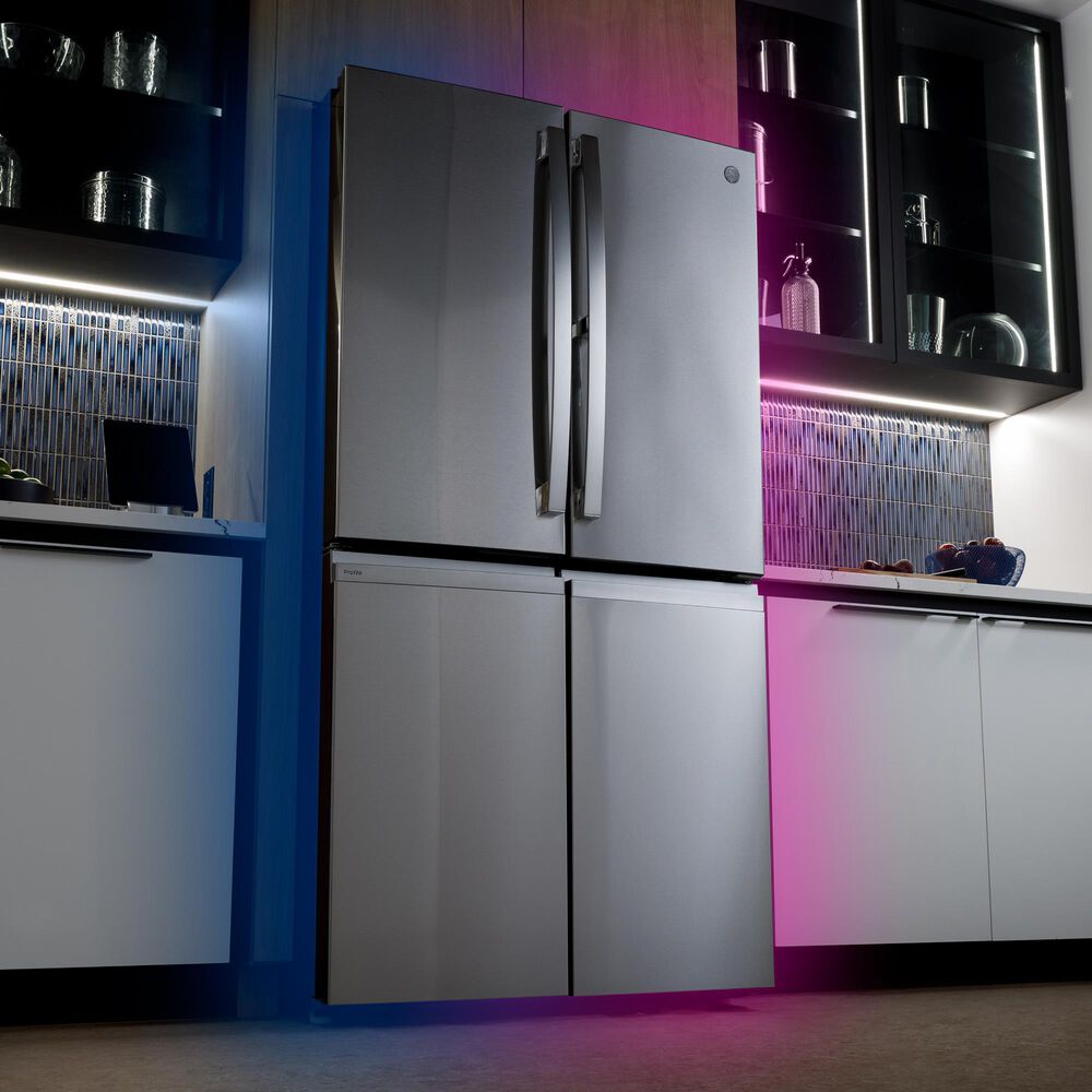 GE Profile 28.3 Cu. Ft. Quad-Door Refrigerator with Dual-Dispense AutoFill Pitcher in Fingerprint Resistant Stainless, , large
