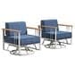 Sunwell Garden Patio Swivel Glider Chair with White Frame in Blue (Set of 2), , large