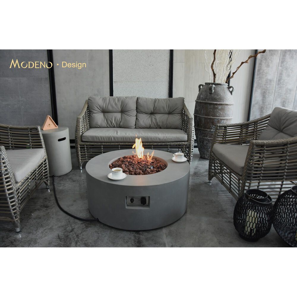 Elementi Fire Tramore Round Natural Gas Fire Table in Gray, , large