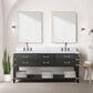 Lexora Home Norwalk 72" Double Bathroom Vanity in Black Oak with White Carrara Marble Top and Rectangular Sinks, , large