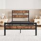 Hearth and Haven Twin Platform Bed with Metal Slats Support in Black and Brown, , large