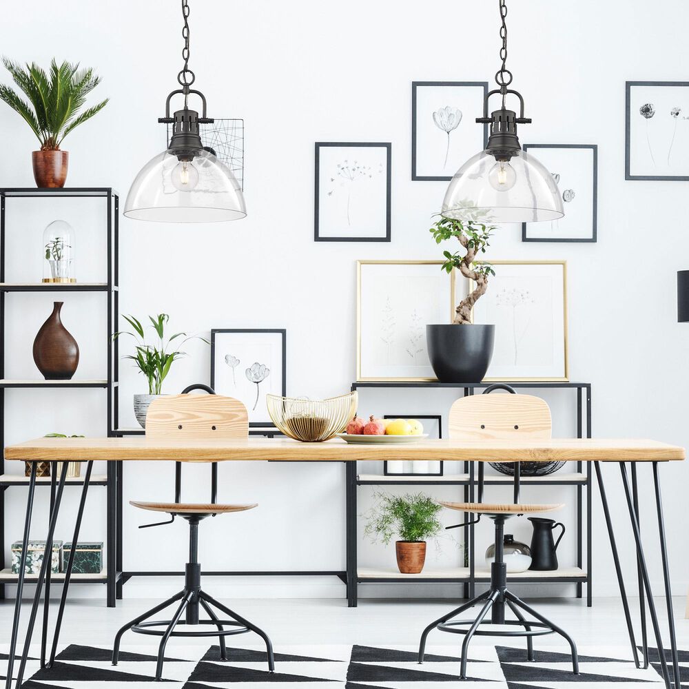 Golden Lighting Duncan 1-Light Pendant in Matte Black, , large
