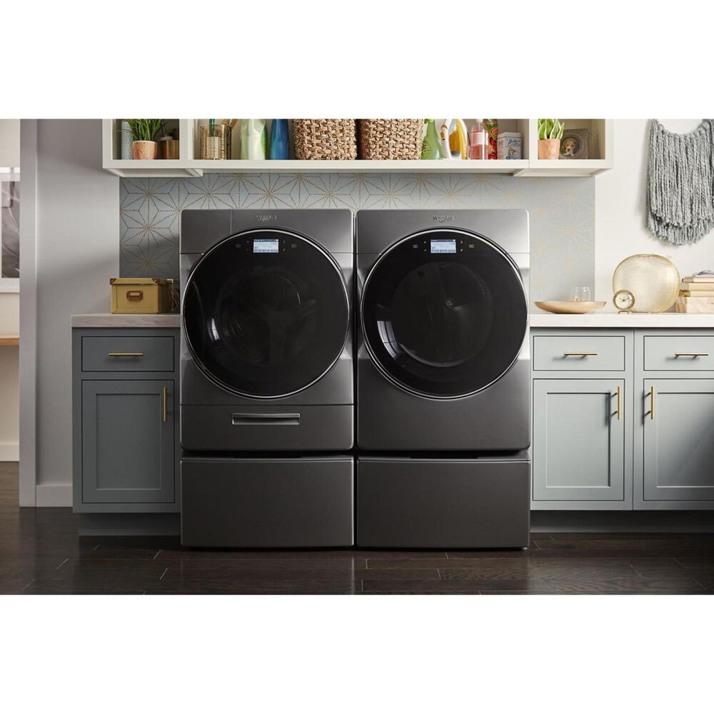 Whirlpool 5.0 Cu. Ft. Front Load Washer and 7.4 Cu. Ft. Gas Dryer Pair in Chrome Shadow, , large