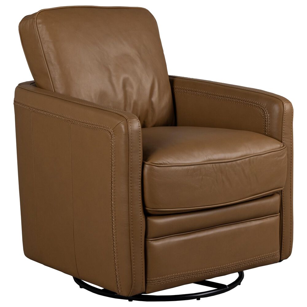 Italiano Furniture Turner Leather Swivel Glider in Camel, , large